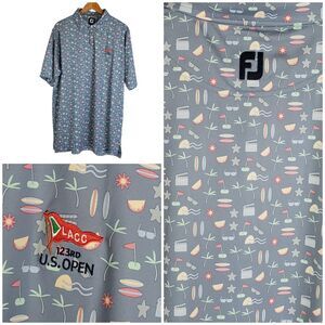 FootJoy Mens 2023 US Open Hollywood Print Lisle Polo XL Short Sleeve Golf Shirt